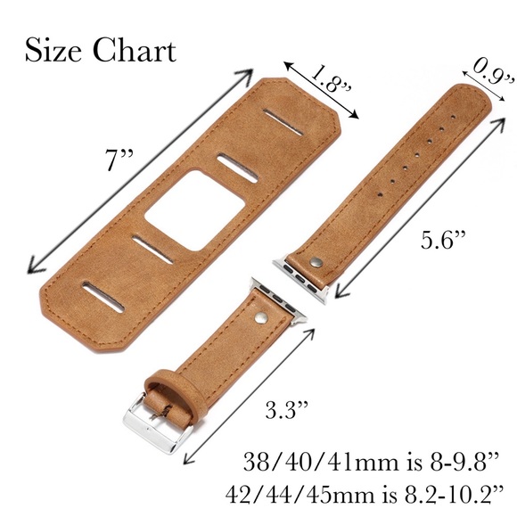 Caramel Brown Double Cuff Leather Watchband for Apple iWatch - Picture 15 of 15
